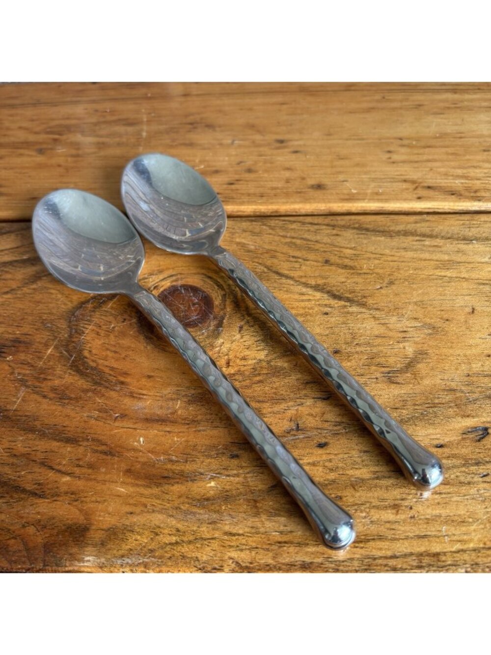 GOURMET SETTINGS STAINLESS SILVER HEARTS PLACE OVAL SOUP SPOON 8 1/8" Set Of 2